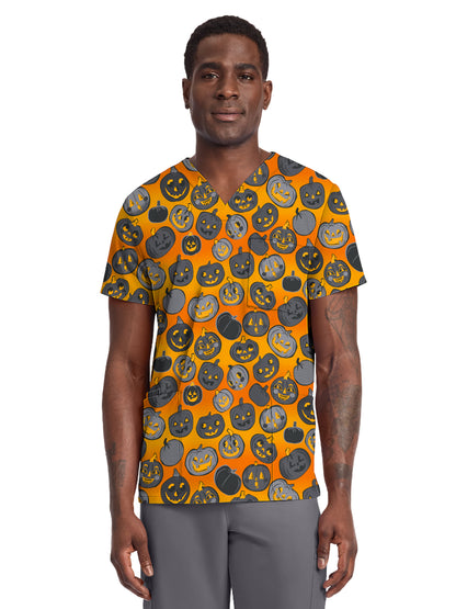 Unisex V-Neck Print Top - CK691 - Happy Pumpkins