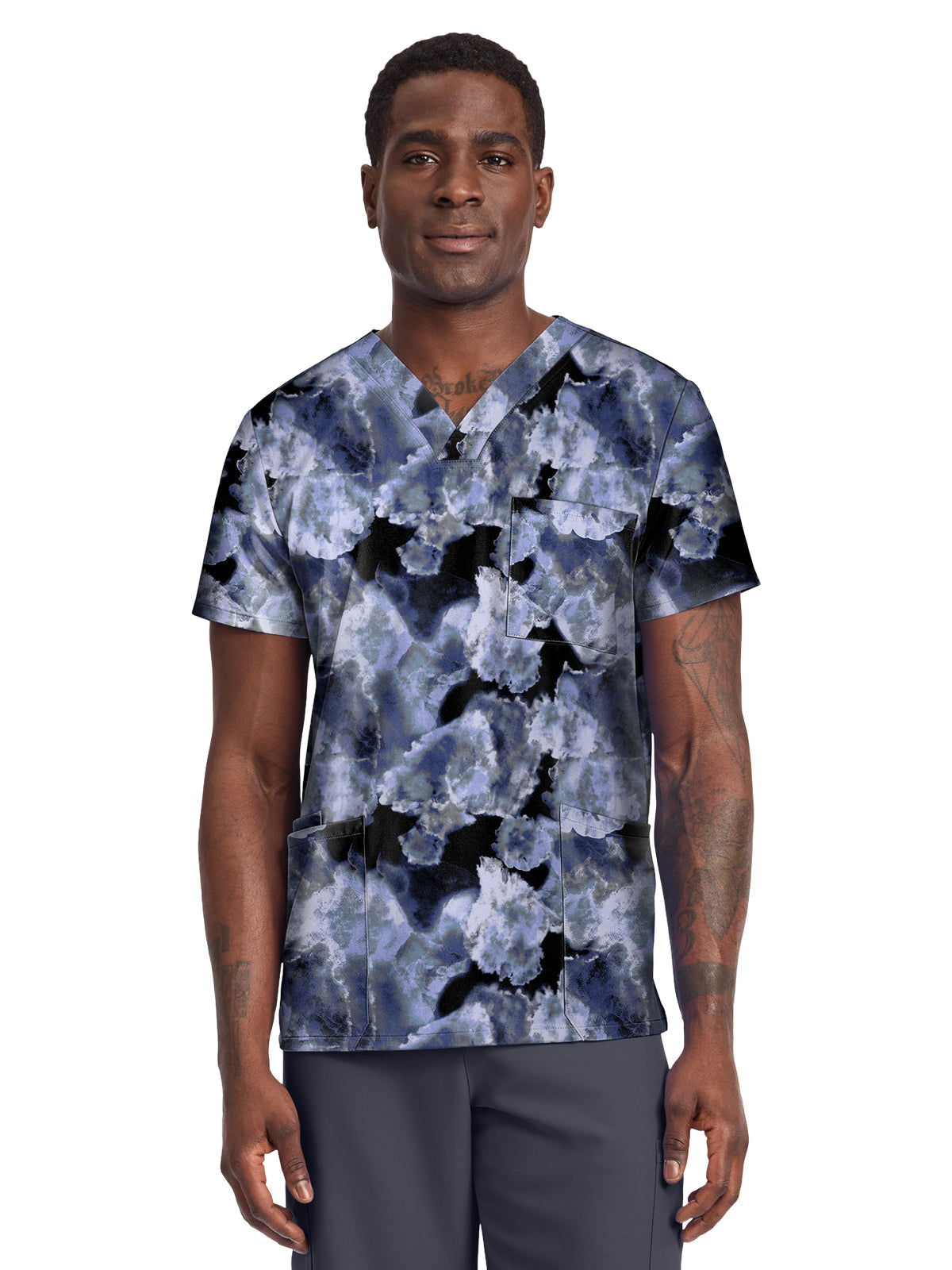 Unisex V-Neck Print Top - CK691 - Ice Cold