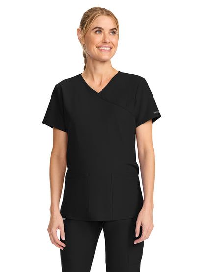 Women's 2-Pocket Maternity V-Neck Top - CK701A - Black