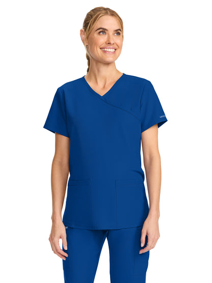 Women's 2-Pocket Maternity V-Neck Top - CK701A - Galaxy Blue