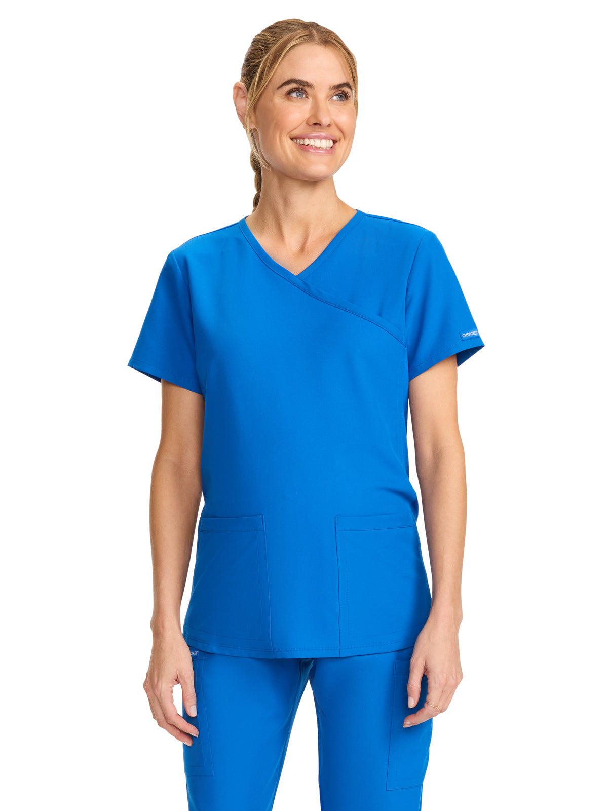 Women's 2-Pocket Maternity V-Neck Top - CK701A - Royal