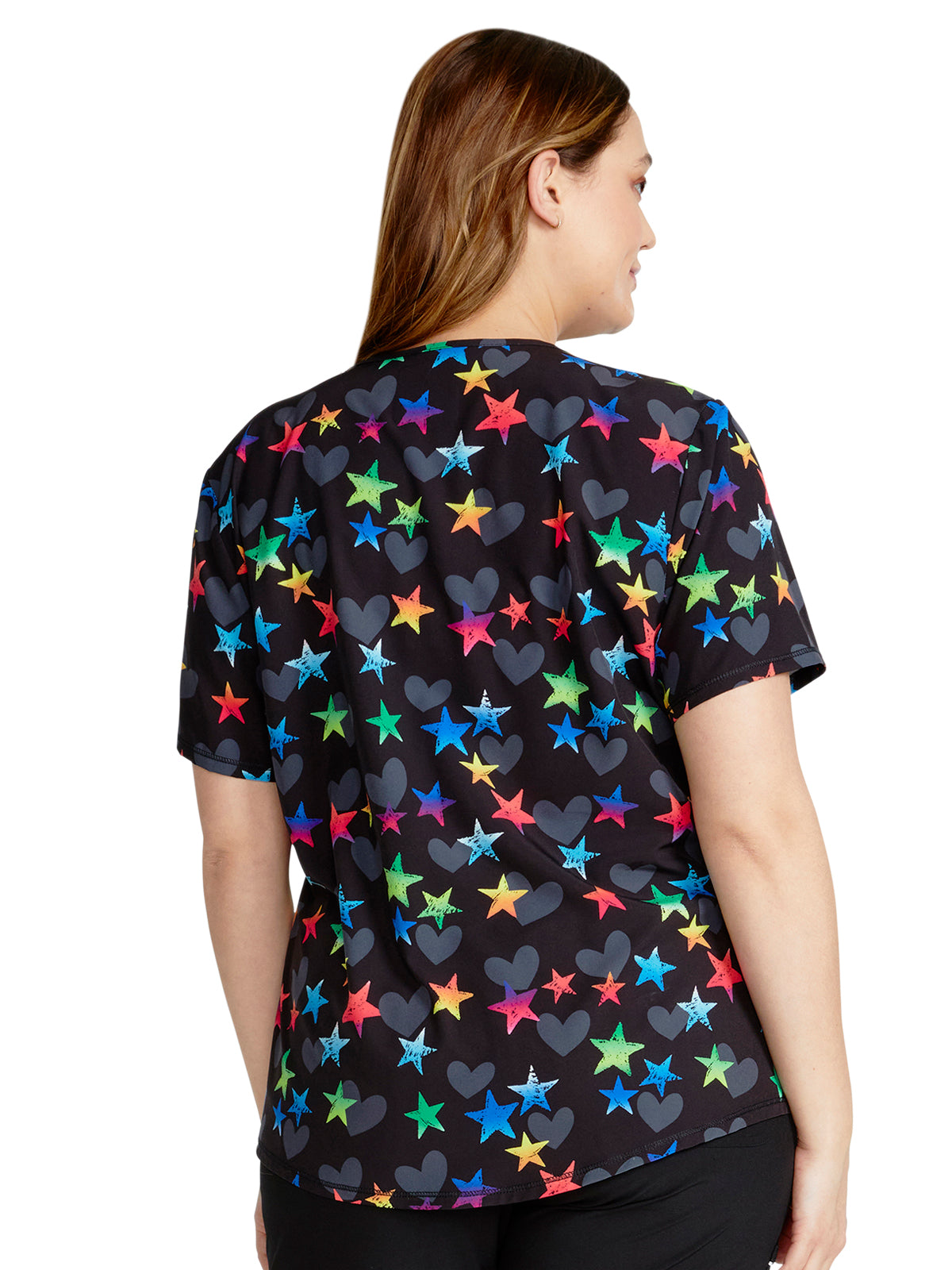 Women's V-Neck Print Top - CK703 - Loving Stars