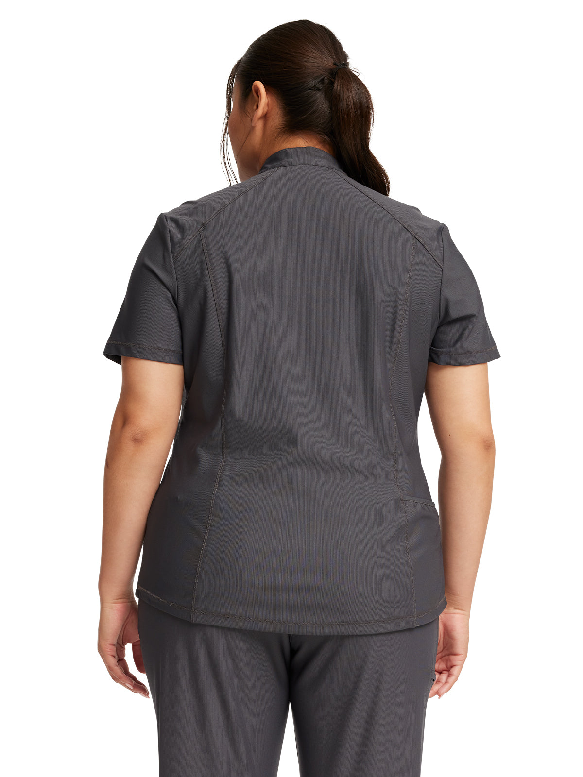 Women's Partial Zip Front Scrub Top - CK707 - Pewter