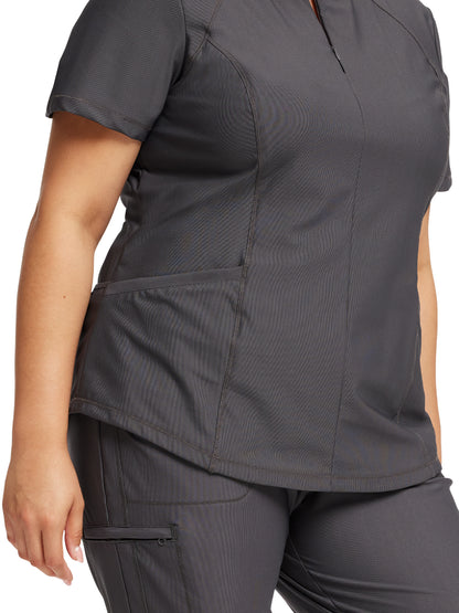 Women's Partial Zip Front Scrub Top - CK707 - Pewter