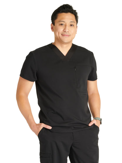 Men's V-Neck Scrub Top - CK718A - Black