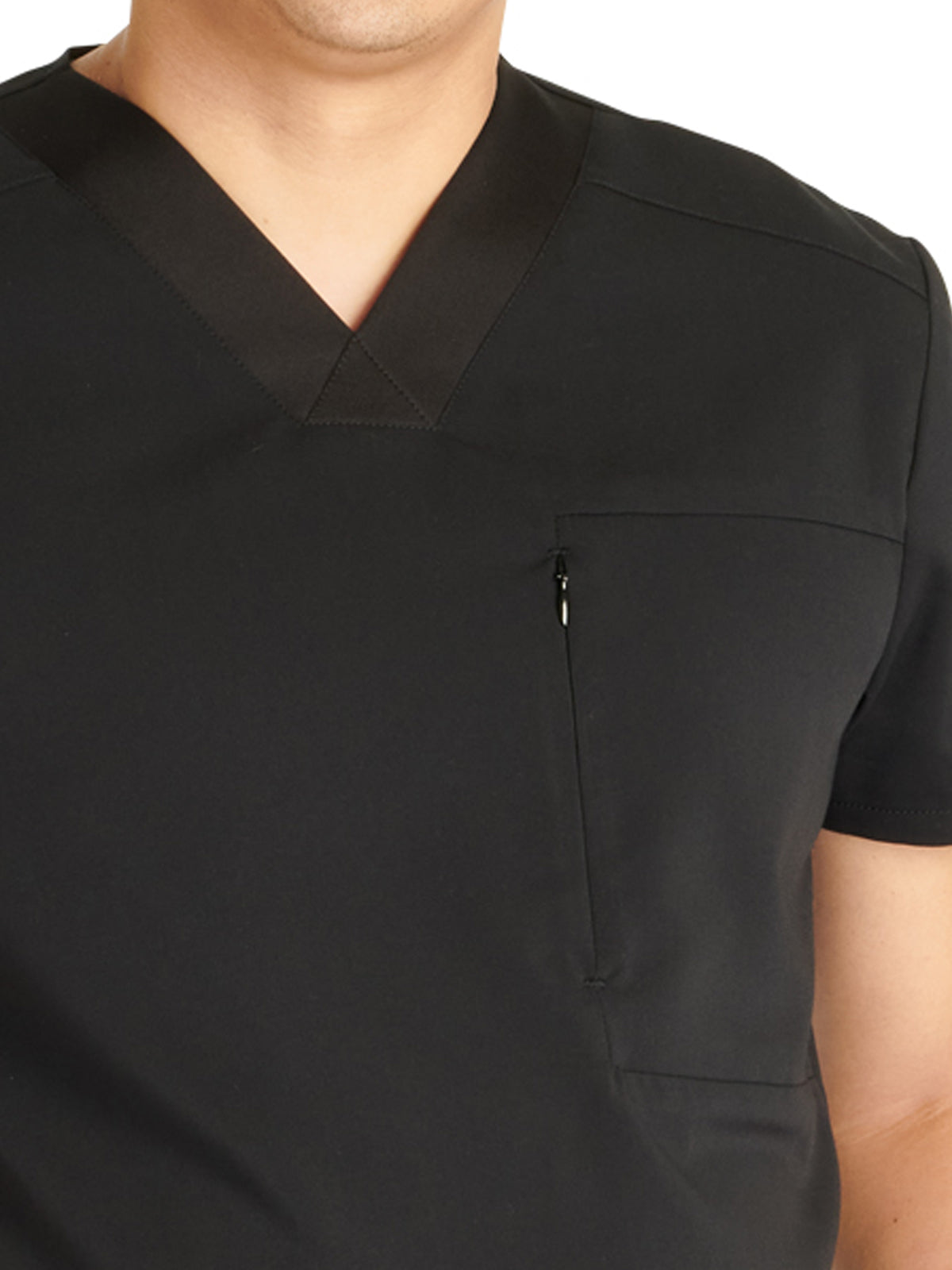 Men's V-Neck Scrub Top - CK718A - Black