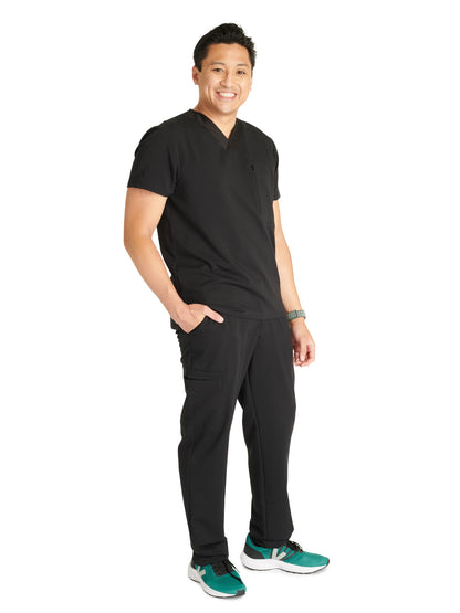 Men's V-Neck Scrub Top - CK718A - Black