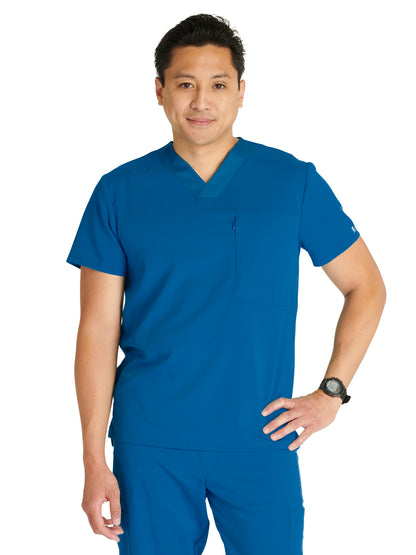 Men's V-Neck Scrub Top - CK718A - Caribbean Blue