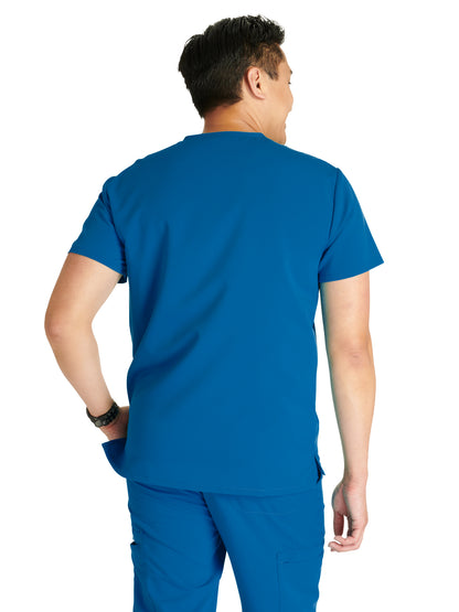 Men's V-Neck Scrub Top - CK718A - Caribbean Blue