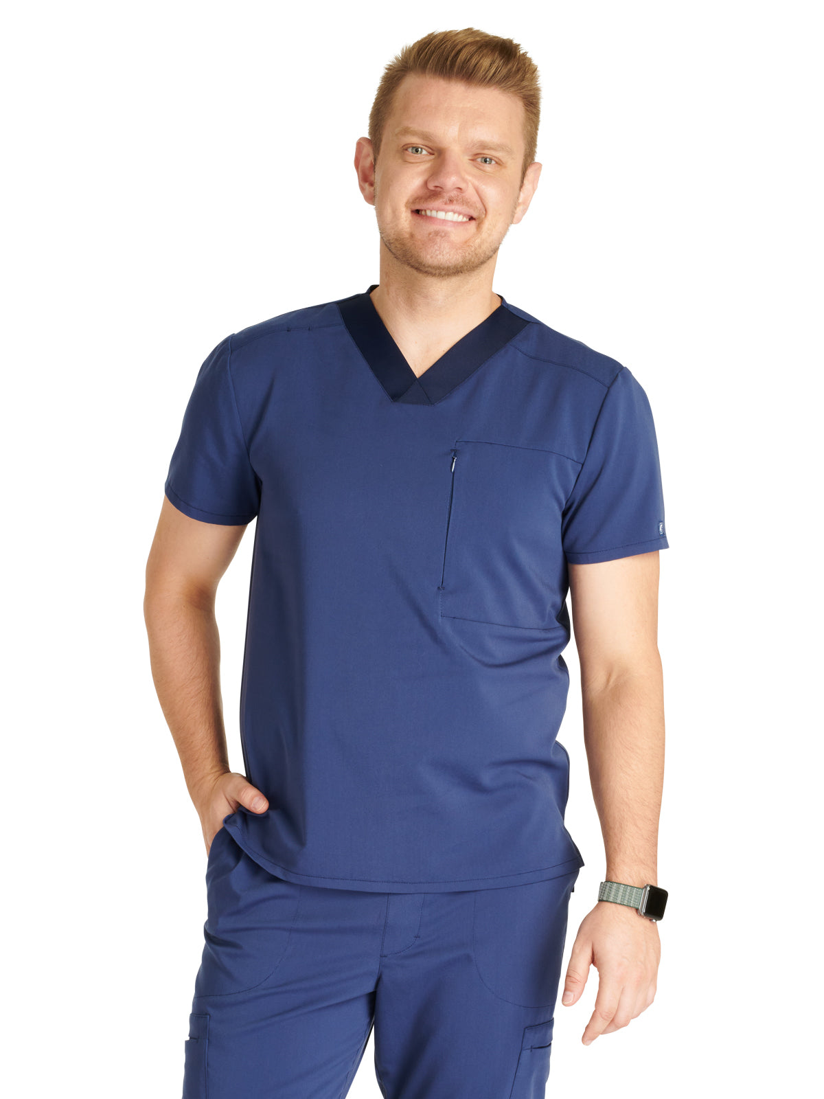 Men's V-Neck Scrub Top - CK718A - Navy