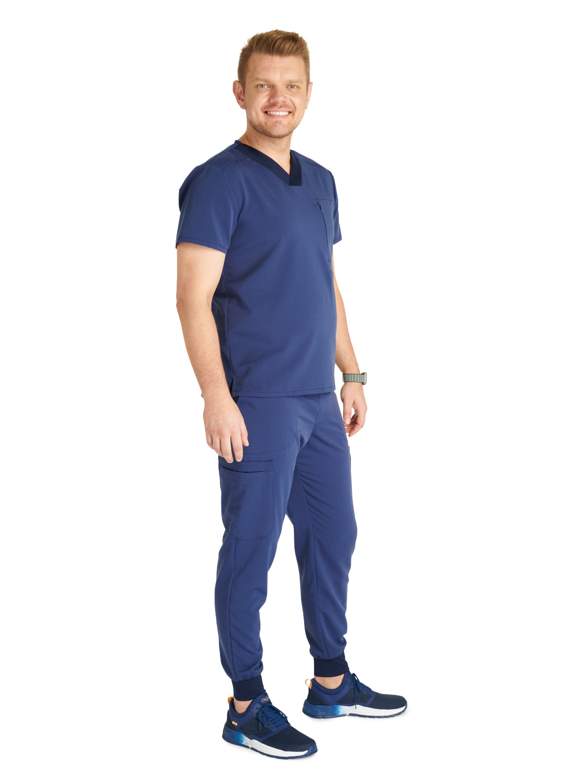 Men's V-Neck Scrub Top - CK718A - Navy