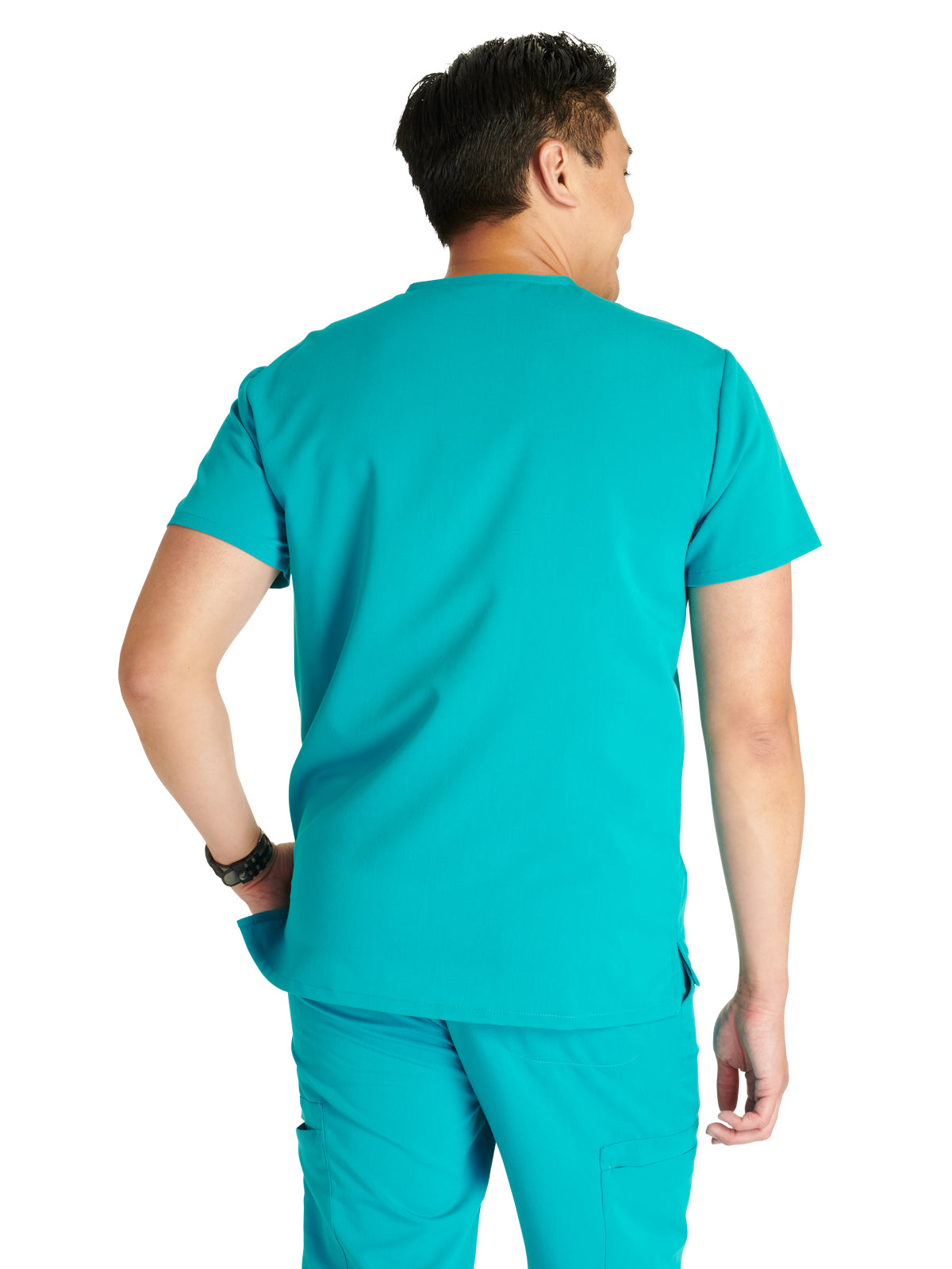 Men's V-Neck Scrub Top - CK718A - Teal Blue