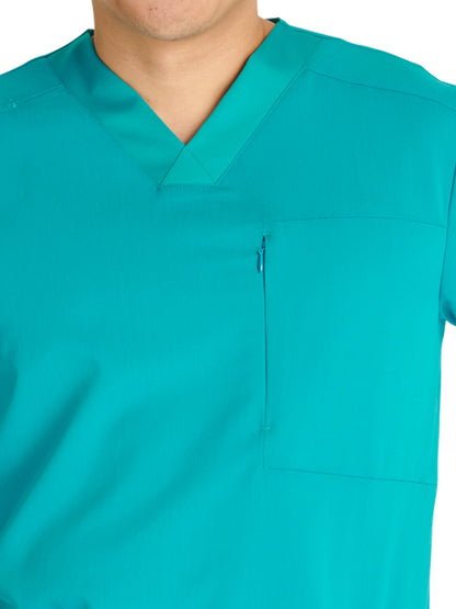 Men's V-Neck Scrub Top - CK718A - Teal Blue