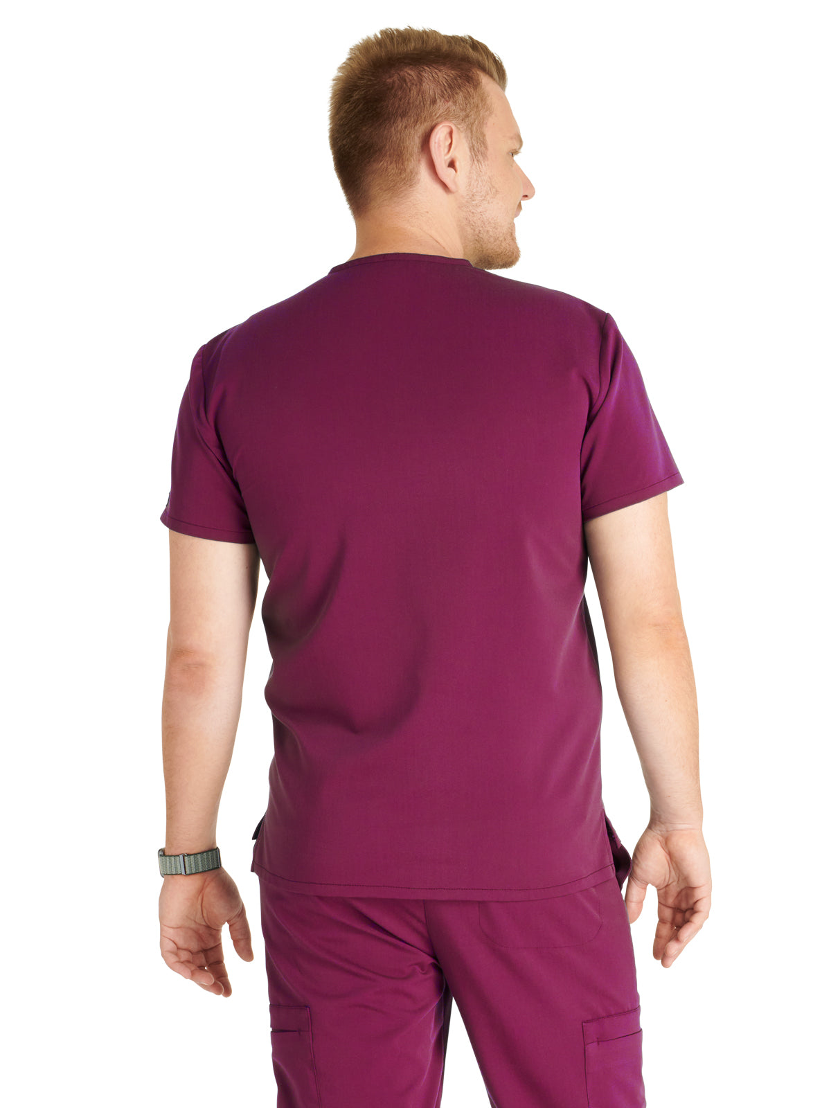 Men's V-Neck Scrub Top - CK718A - Wine