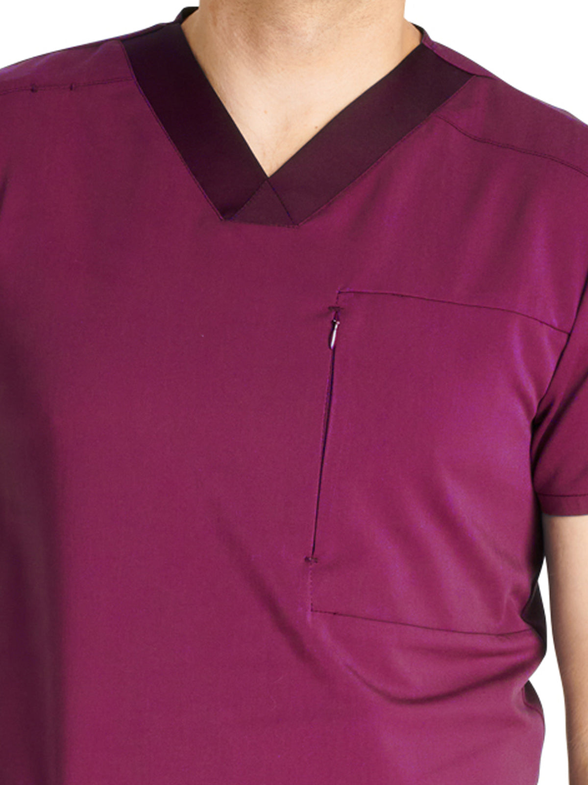 Men's V-Neck Scrub Top - CK718A - Wine