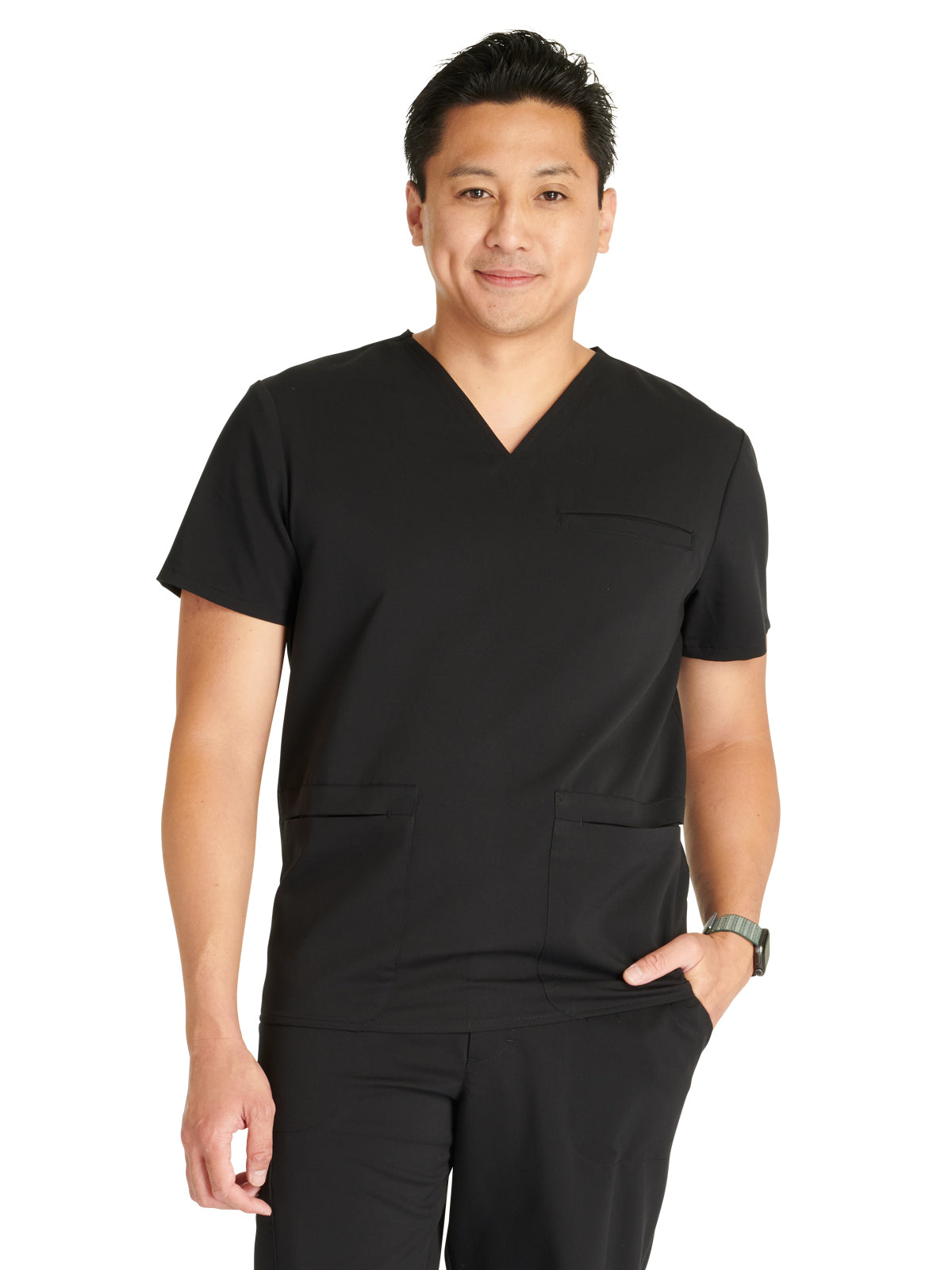 Men's V-Neck Scrub Top - CK719A - Black