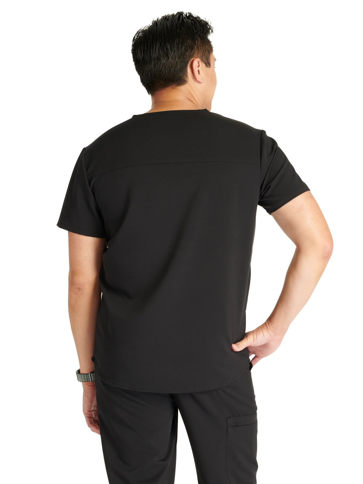 Men's V-Neck Scrub Top - CK719A - Black