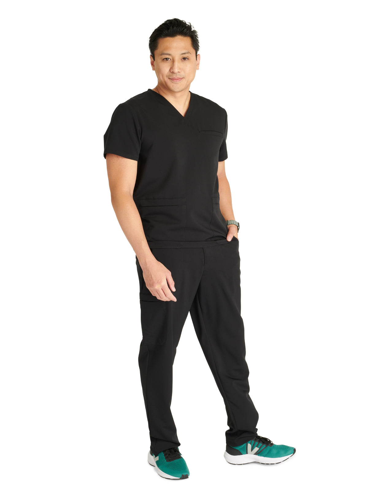 Men's V-Neck Scrub Top - CK719A - Black