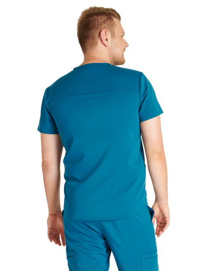 Men's V-Neck Scrub Top - CK719A - Caribbean Blue