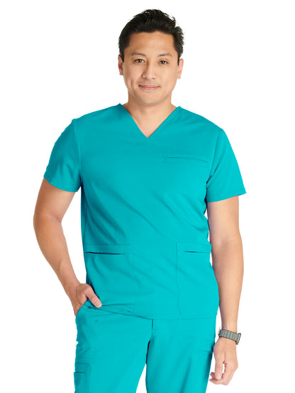 Men's V-Neck Scrub Top - CK719A - Teal Blue