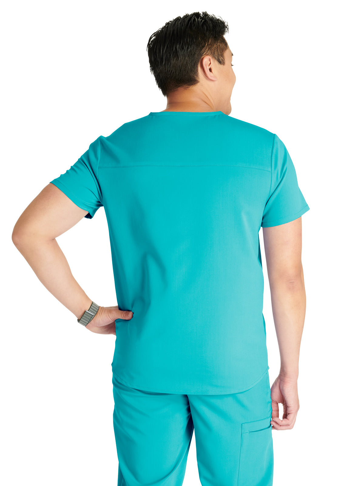 Men's V-Neck Scrub Top - CK719A - Teal Blue