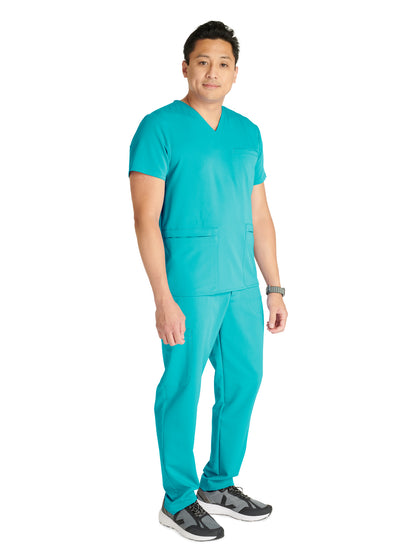 Men's V-Neck Scrub Top - CK719A - Teal Blue