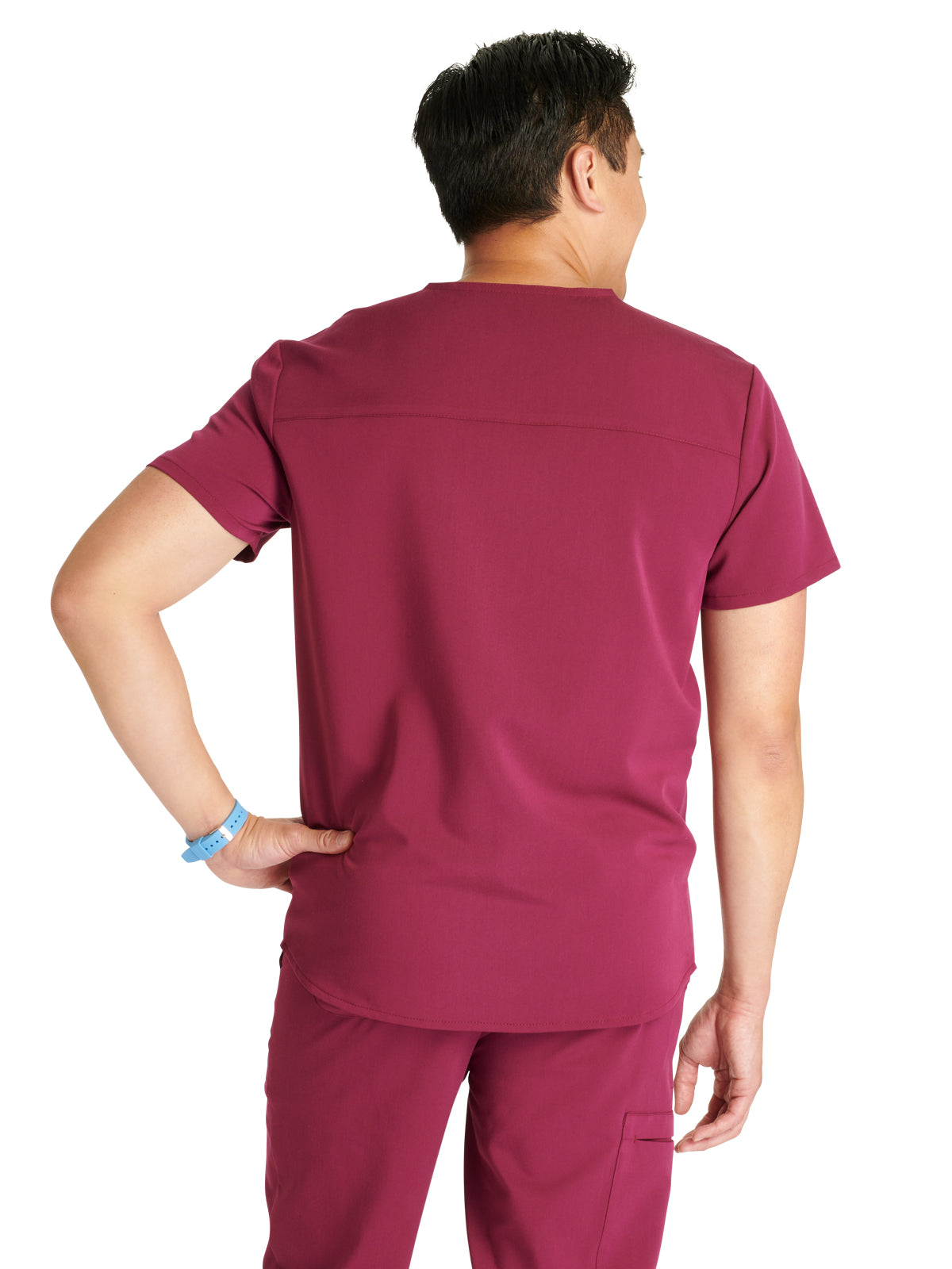 Men's V-Neck Scrub Top - CK719A - Wine