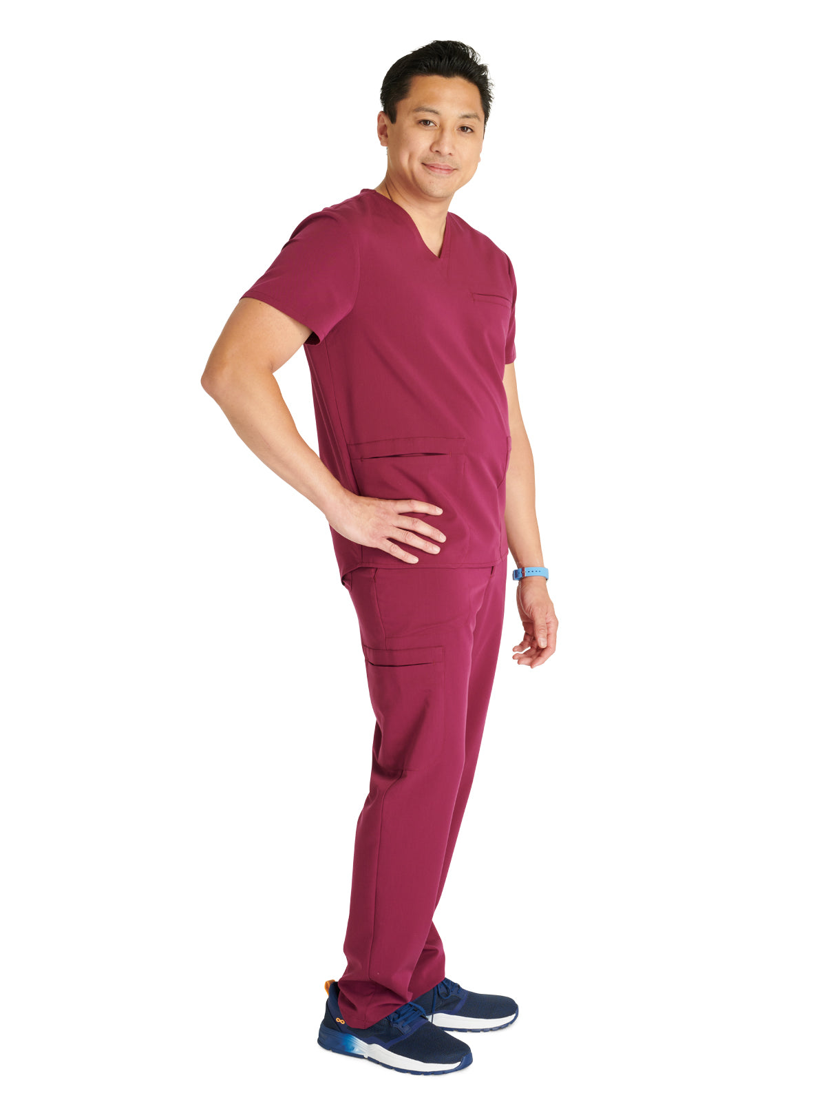 Men's V-Neck Scrub Top - CK719A - Wine