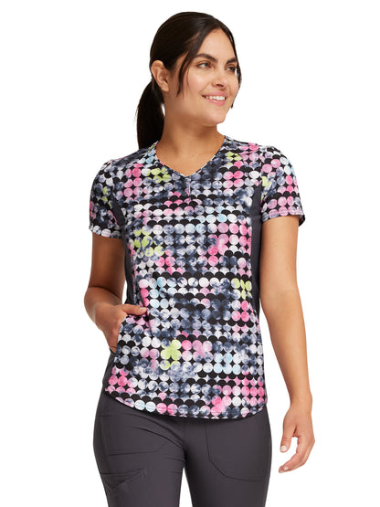 Women's V-Neck Print Top - CK732 - Dot's So Retro