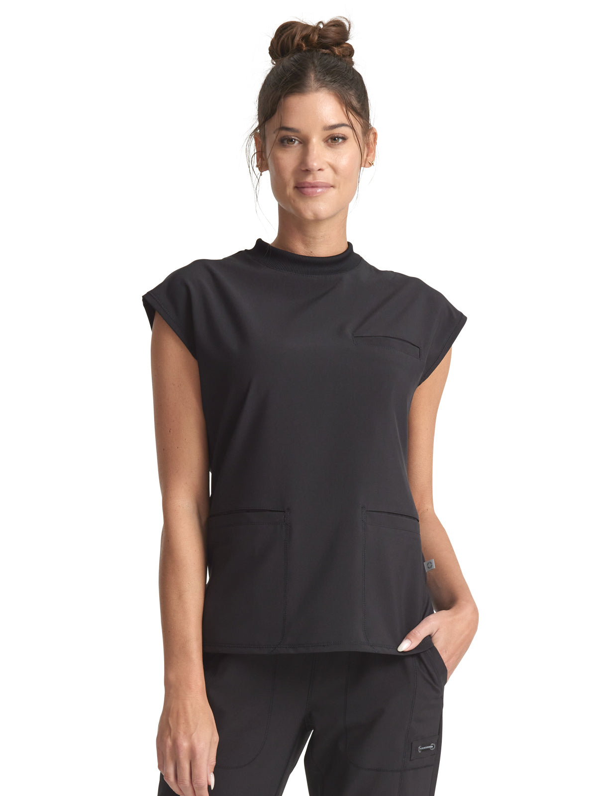 Women's Mock Neck Top - CK742A - Black