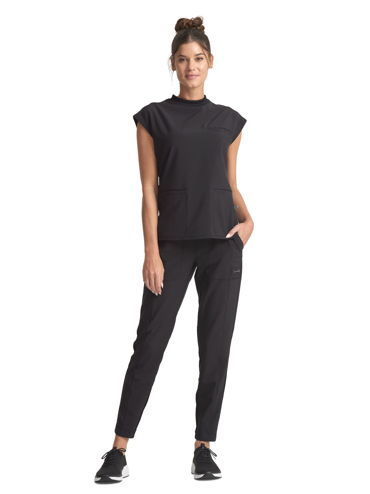 Women's Mock Neck Top - CK742A - Black