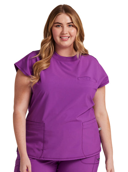 Women's Mock Neck Top - CK742A - Bright Violet