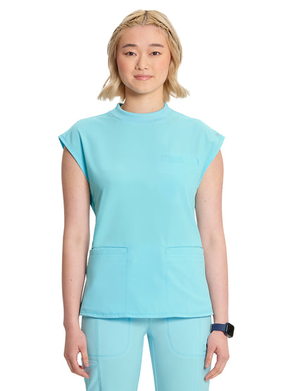 Women's Mock Neck Top - CK742A - Cloud Blue