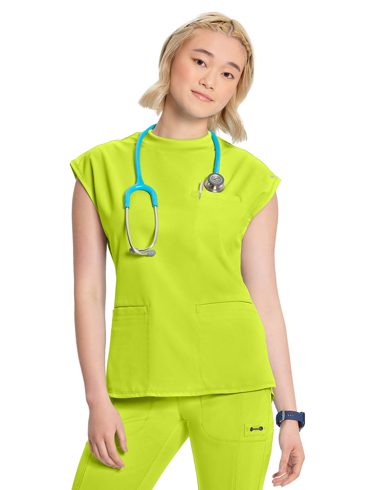 Women's Mock Neck Top - CK742A - Lime Time