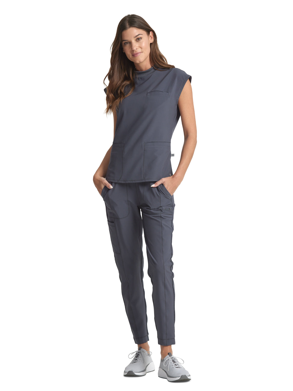 Women's Mock Neck Top - CK742A - Pewter