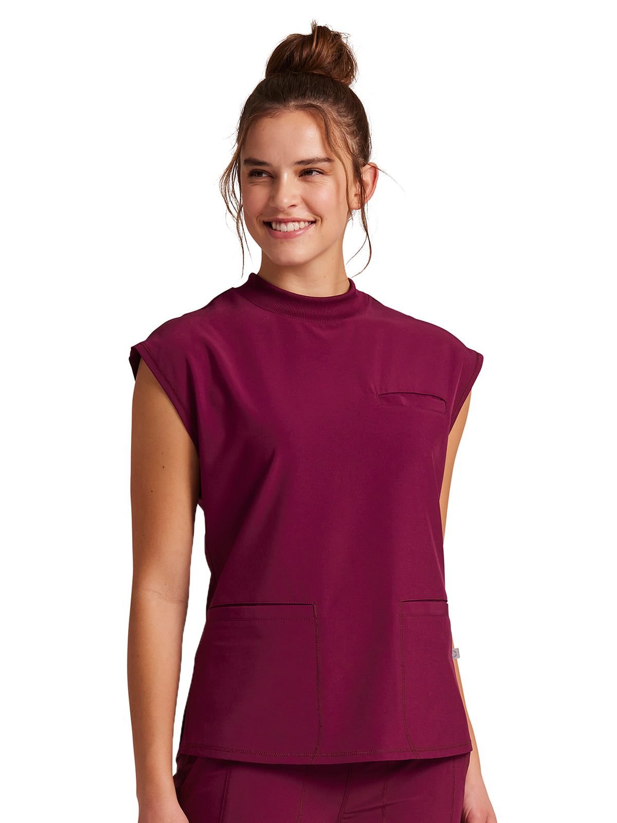 Women's Mock Neck Top - CK742A - Wine