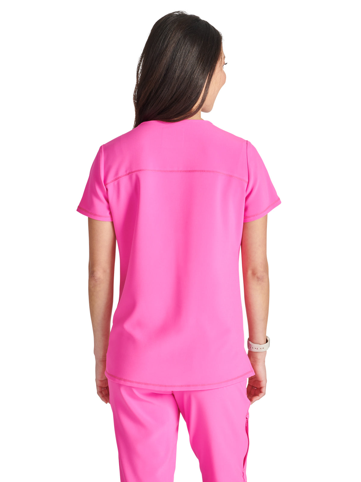 Women's Tuckable V-Neck Top - CK748A - Neon Pink