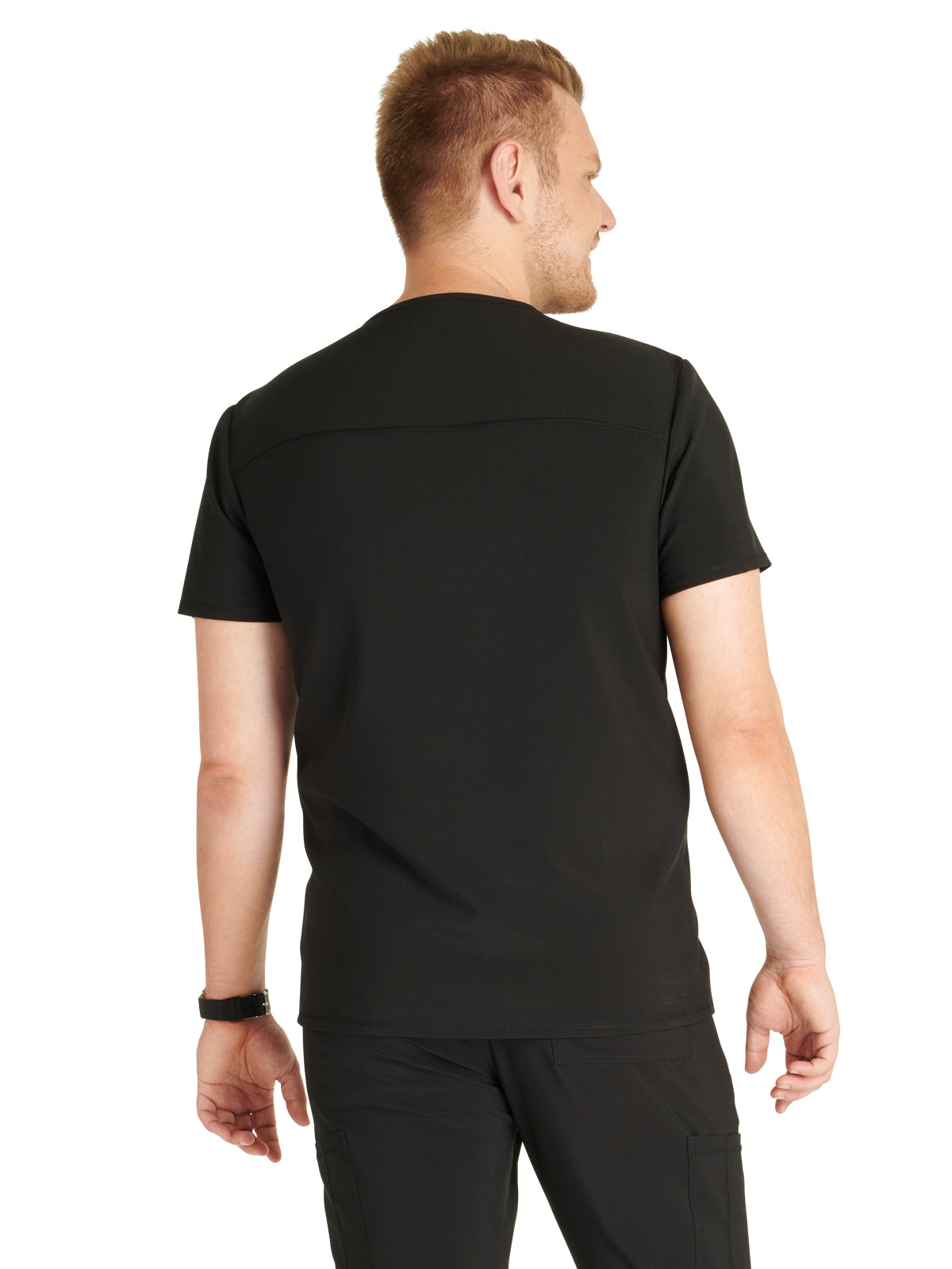 Men's V-Neck Scrub Top - CK752A - Black