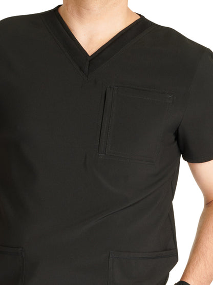 Men's V-Neck Scrub Top - CK752A - Black