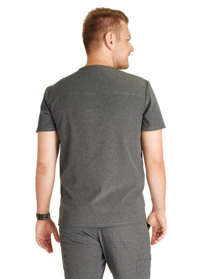 Men's V-Neck Scrub Top - CK752A - Heather Pewter