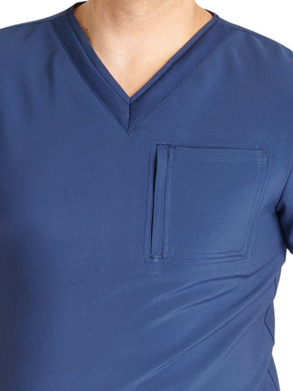 Men's V-Neck Scrub Top - CK752A - Navy