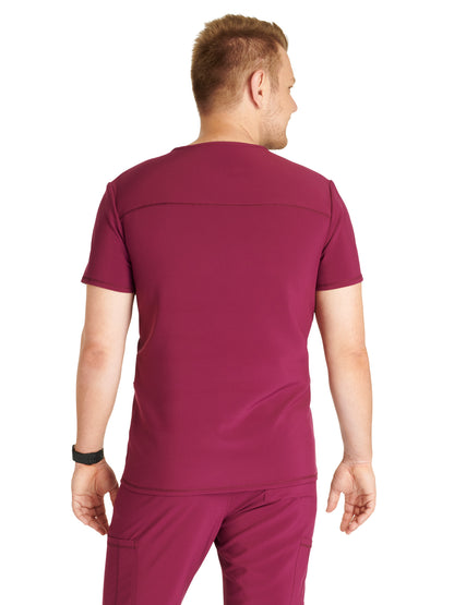 Men's V-Neck Scrub Top - CK752A - Wine