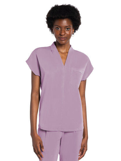 Women's 1-Pocket V-Neck Top - CK758A - Mauve Haze