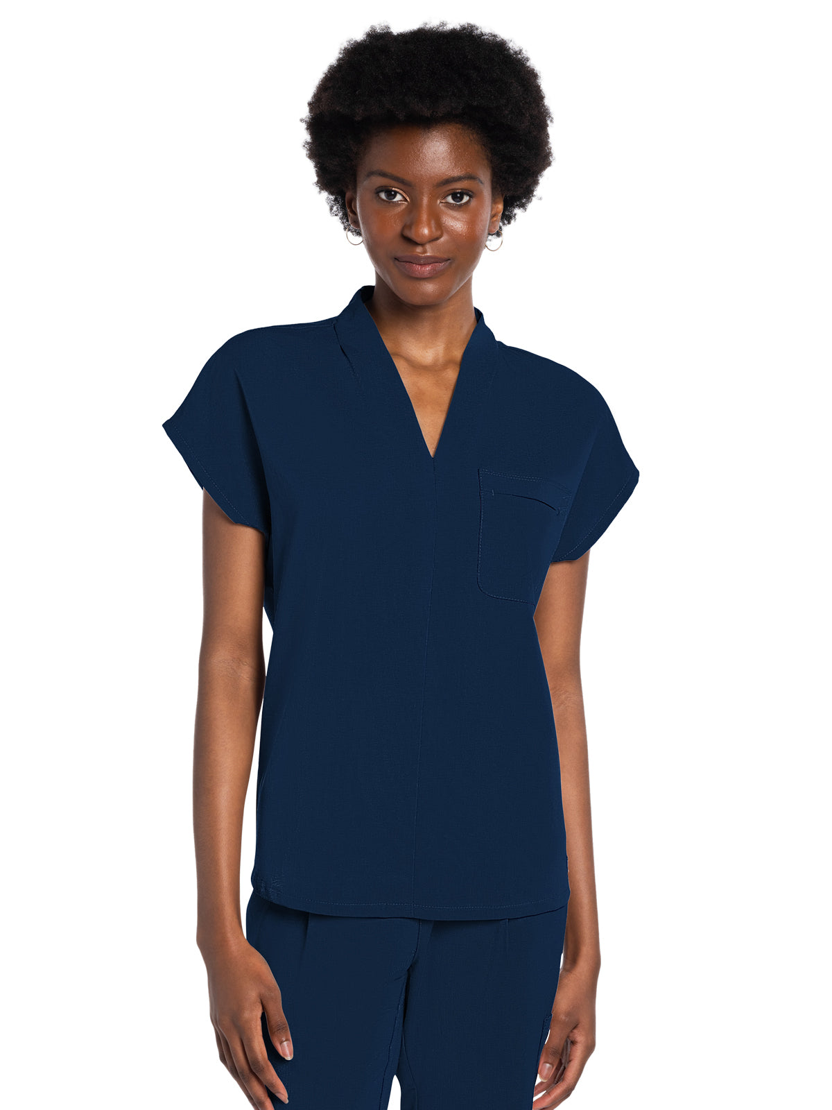 Women's 1-Pocket V-Neck Top - CK758A - Navy