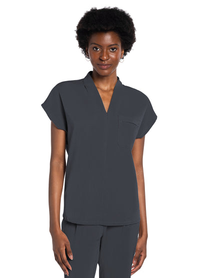 Women's 1-Pocket V-Neck Top - CK758A - Pewter