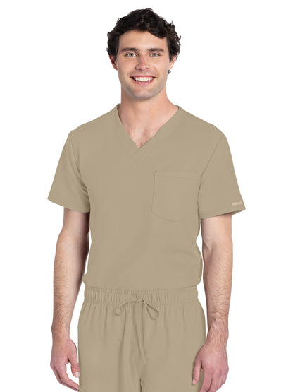 Unisex 1-Pocket V-Neck Top - CK778A - Khaki