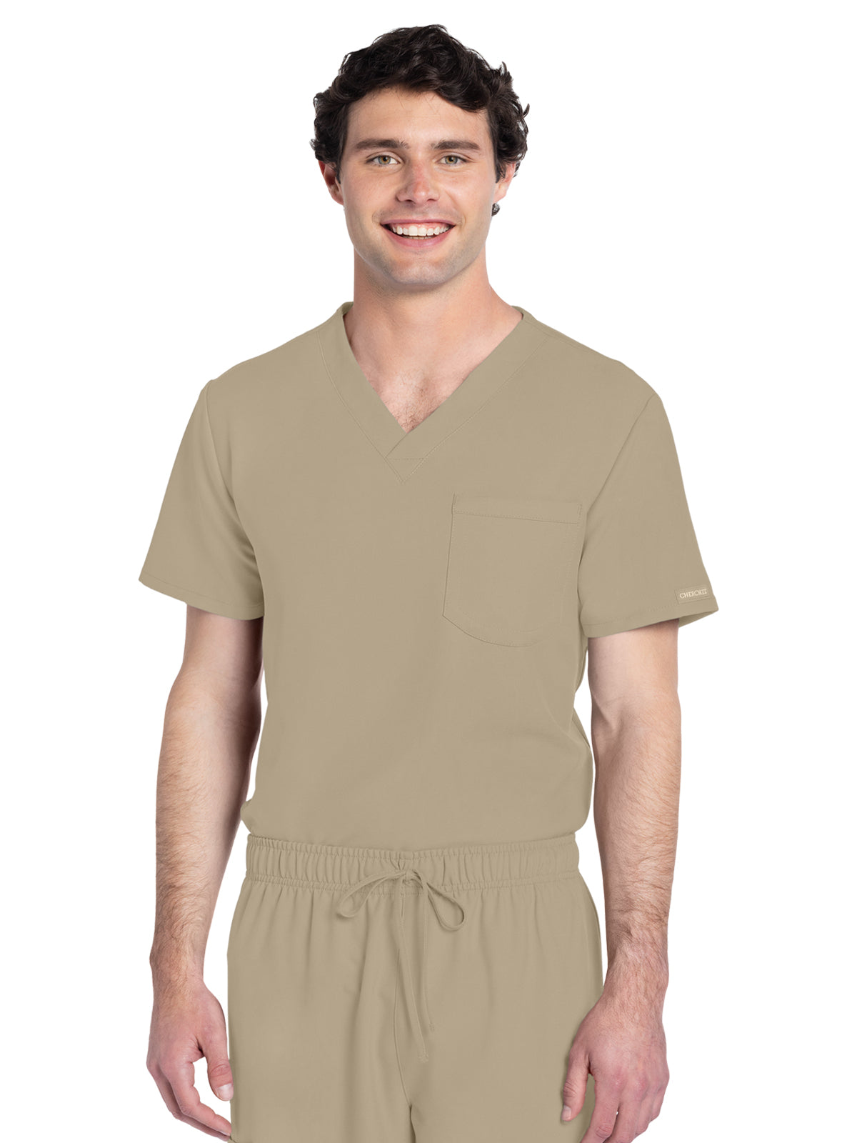 Unisex 1-Pocket V-Neck Top - CK778A - Khaki