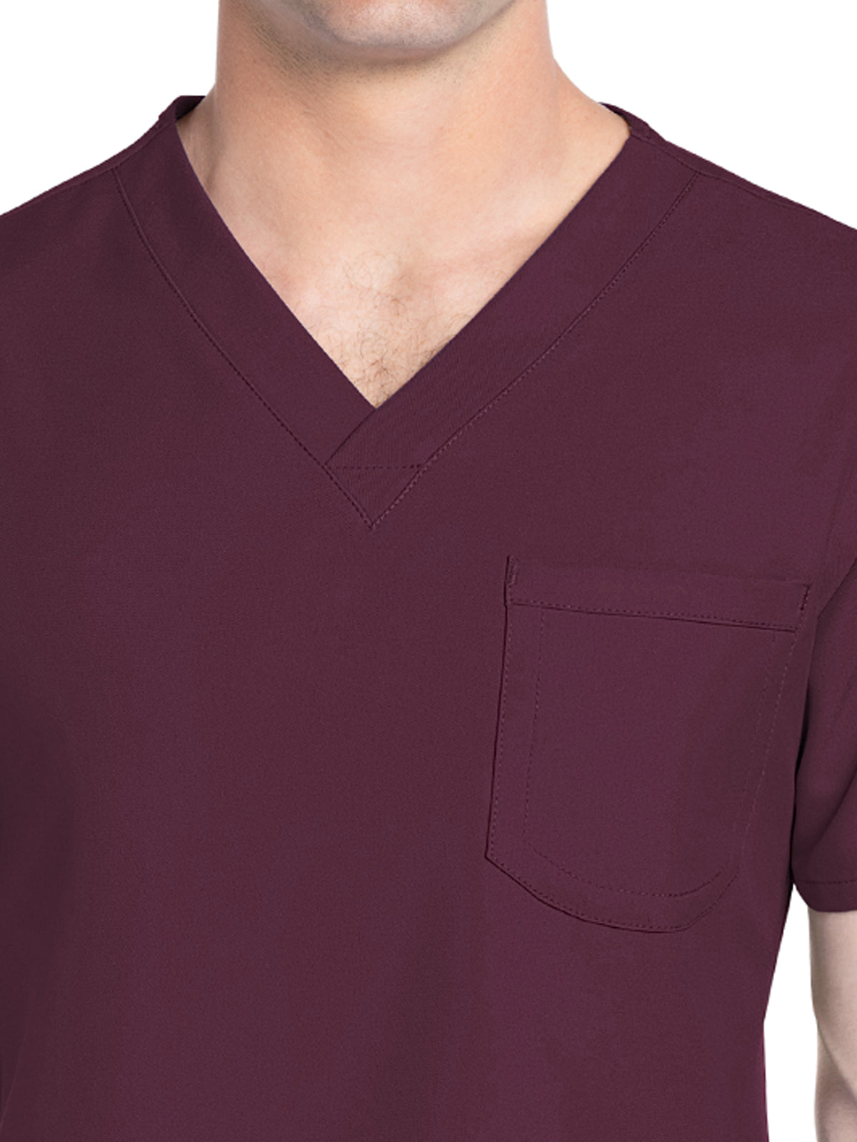 Unisex 1-Pocket V-Neck Top - CK778A - Wine