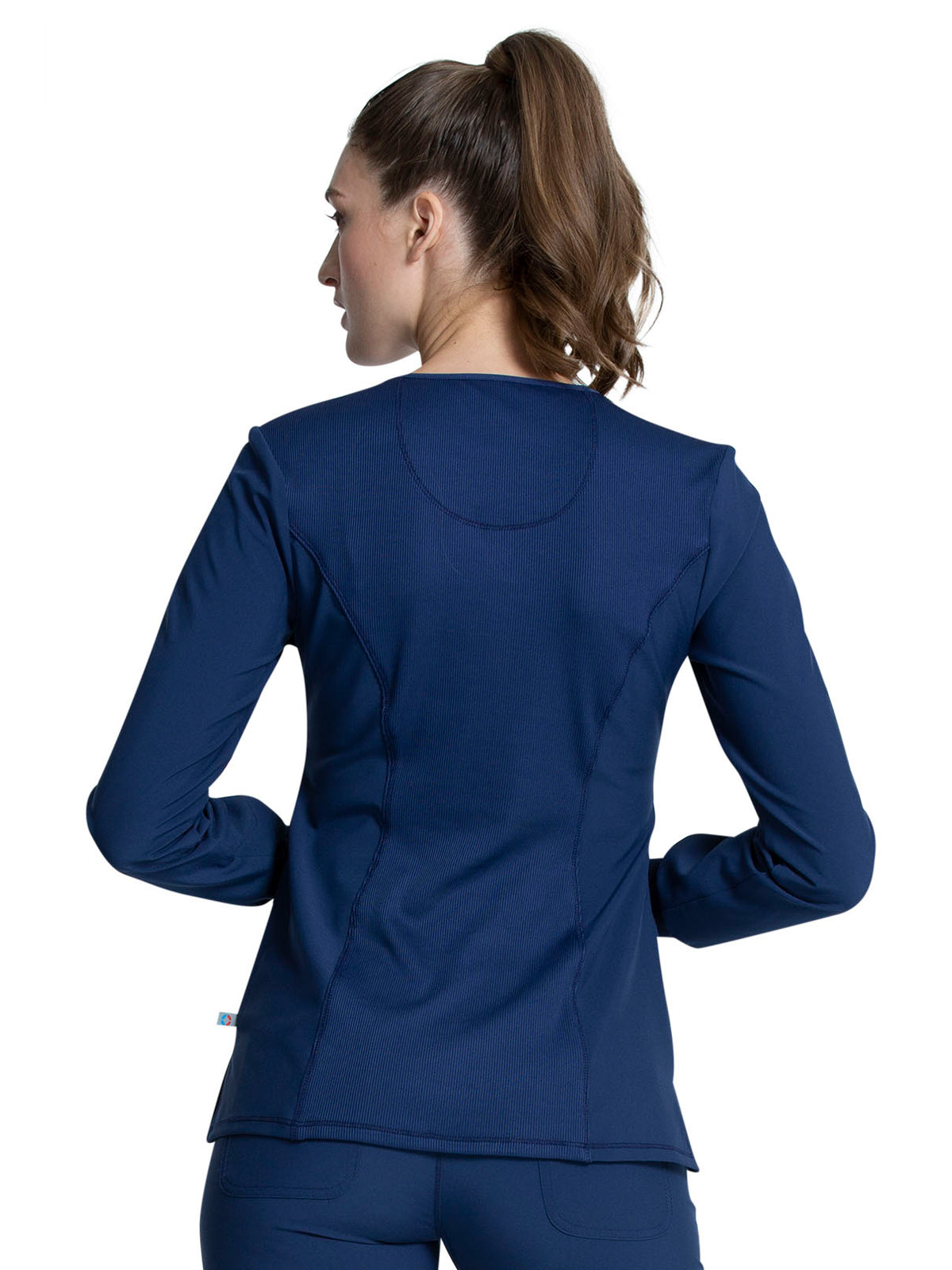 Women's 3 Pocket Long Sleeve V-Neck Top - CK781A - Navy