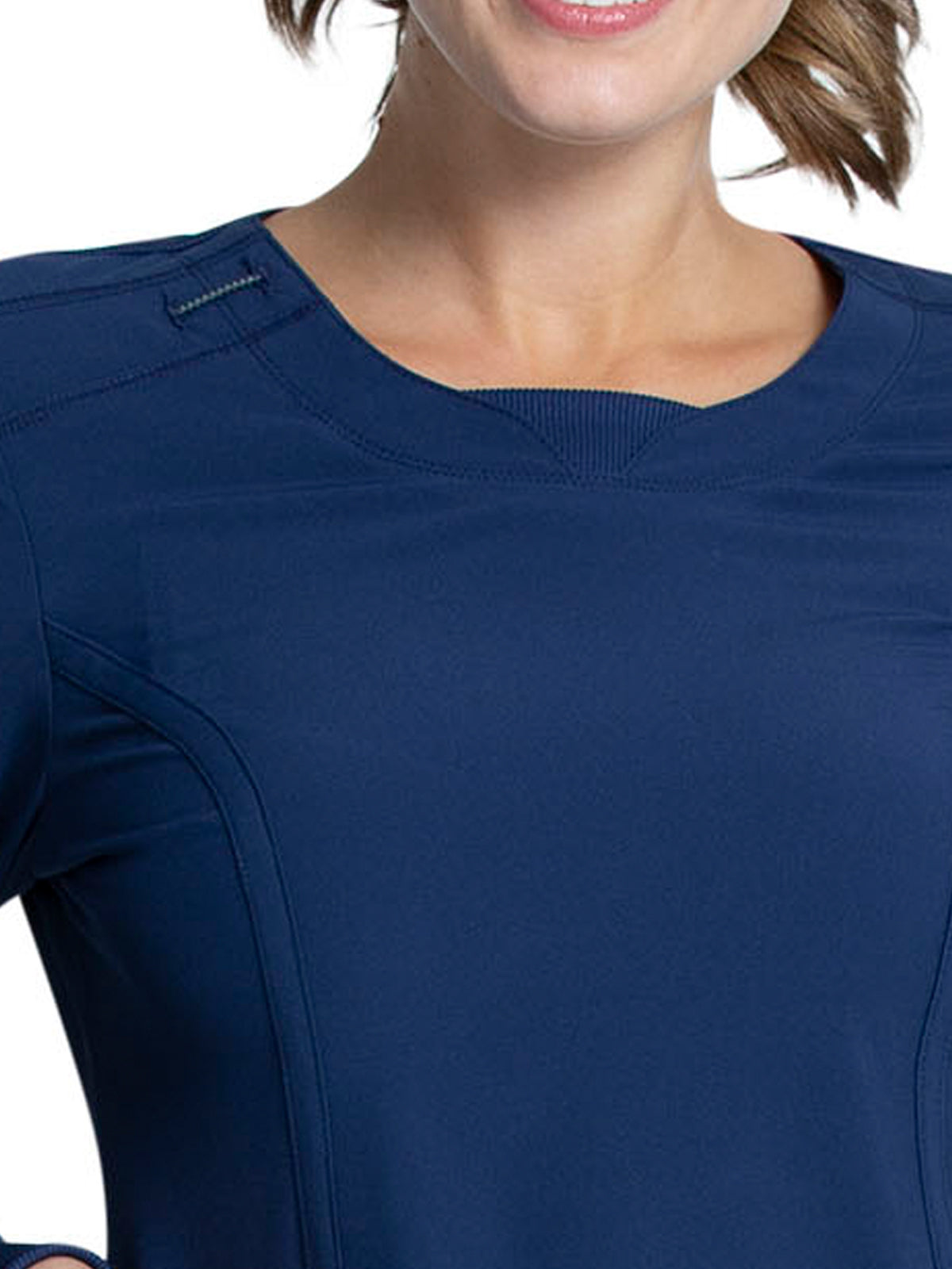 Women's 3 Pocket Long Sleeve V-Neck Top - CK781A - Navy